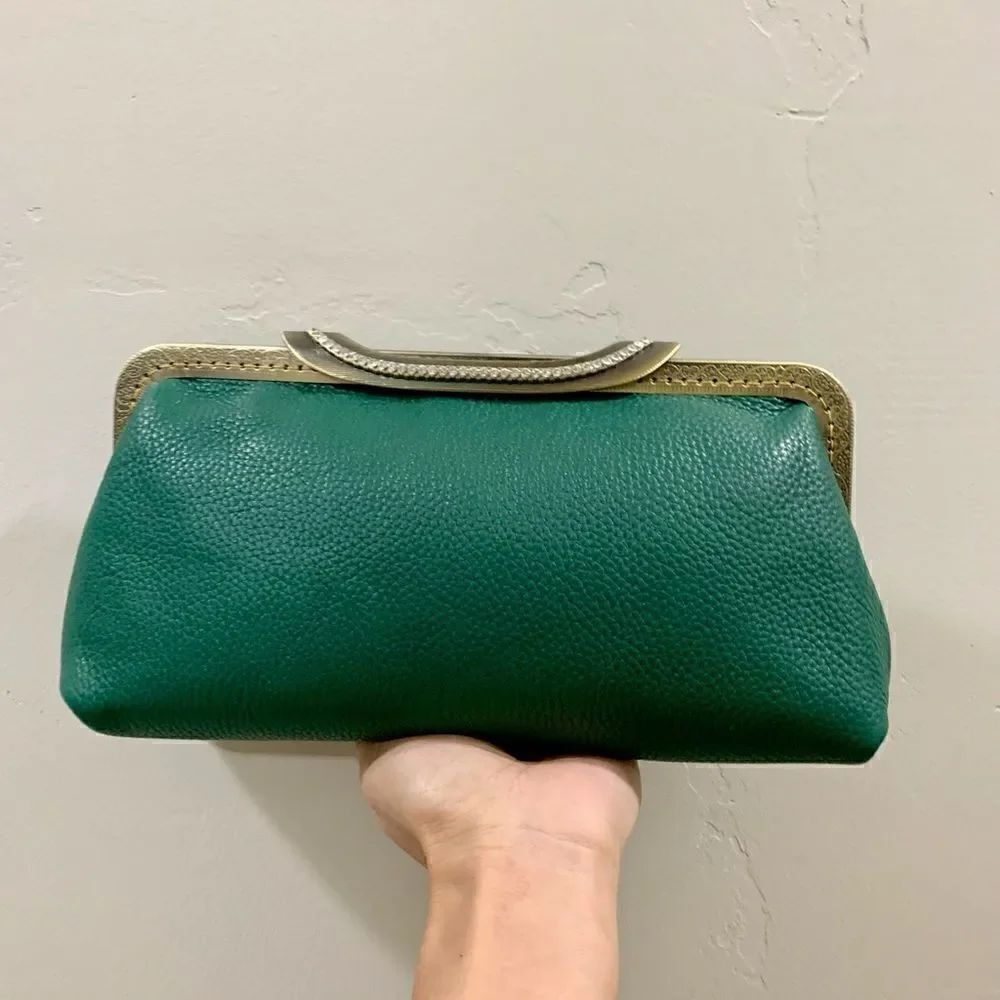 Vintage Handsewn Genuine Pebble Leather Push-lock Clutch/Shoulder bag/Crossbody